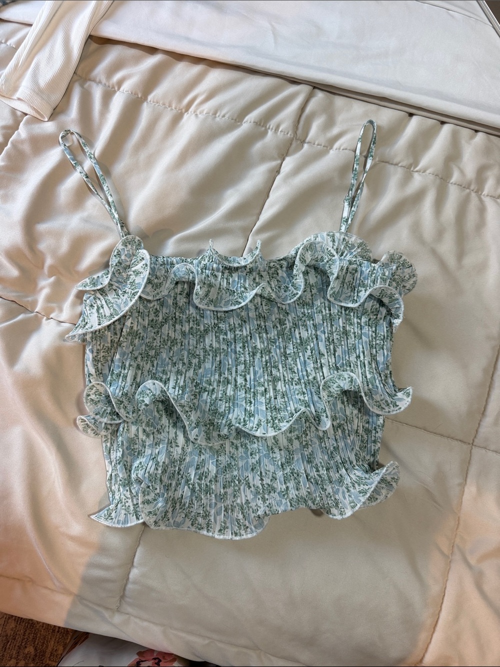 Lush Green Floral Ruffle Smocked Cami